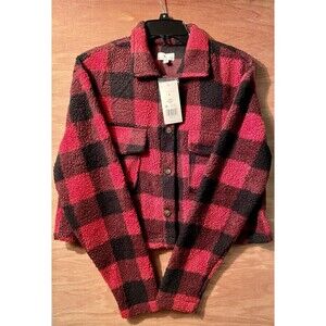 True Craft Jacket Women’s Size Large Red And Black Plaid Fleece